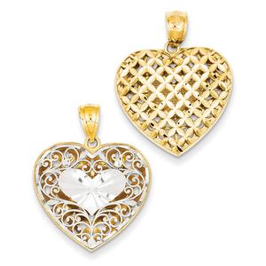 Gold Classics(tm) Filigree & Basket Weave Heart Pendant