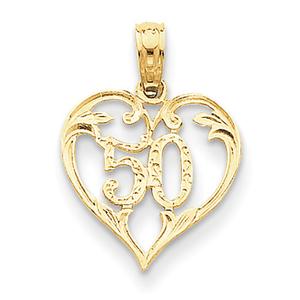 Gold Classics(tm) 14k. 50 in a Heart Cut Out Pendant