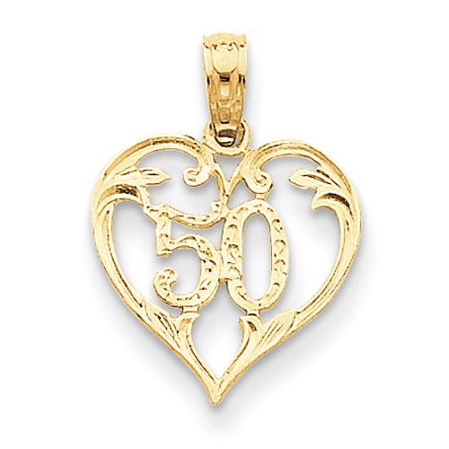 Gold Classics(tm) 14k. 50 in a Heart Cut Out Pendant