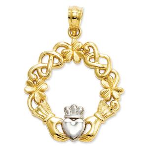 Gold Classics(tm) 14kt. Gold & Rhodium Claddagh Pendant