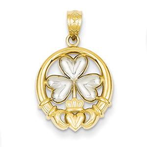Gold Classics(tm) 14kt. Claddagh with Shamrock Pendant