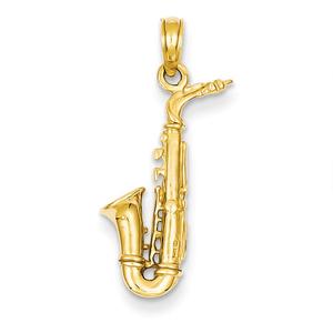 Gold Classics(tm) 14kt. 3-D Saxophone Pendant