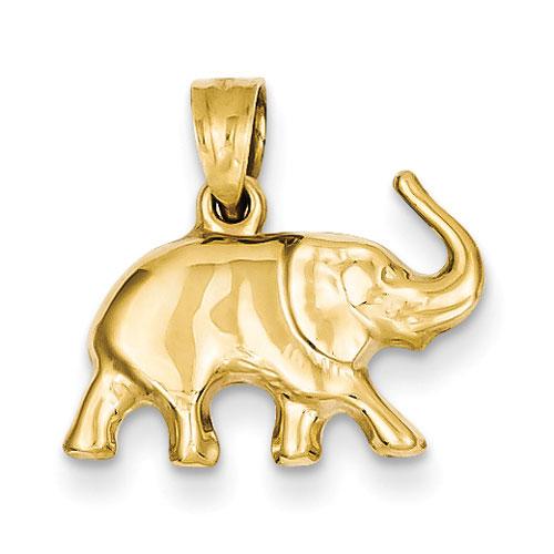 Unisex Gold Classics(tm) 14kt. 3-D Elephant Pendant