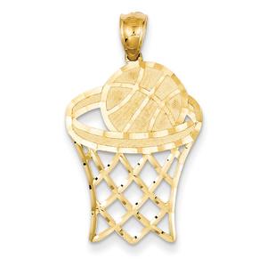 Unisex Gold Classics(tm) 14kt. Basketball in Hoop Pendant