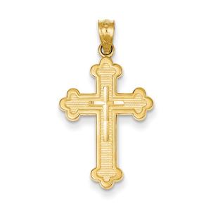 Unisex Gold Classics(tm) 14kt. Yellow Gold Budded Cross Pendant
