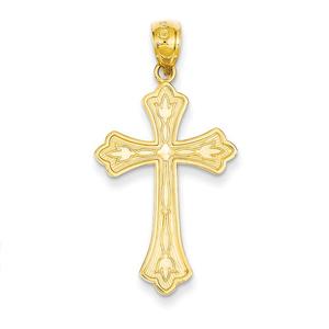 Unisex Gold Classics(tm) 14kt. Yellow Gold Diamond Cut Cross Pendant