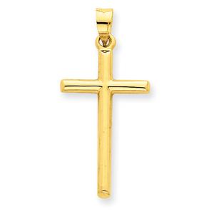 Unisex Gold Classics(tm) Polished Hollow Gold Cross Pendant