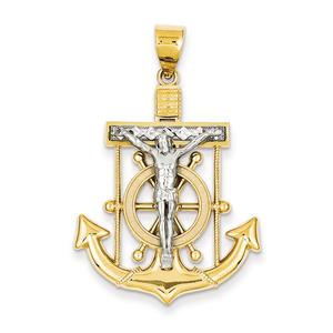 Unisex Gold Classics(tm) 14kt. Two Tone Diamond Cut Mariners Cross