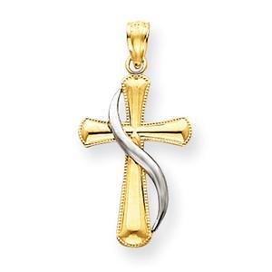 Unisex Gold Classics(tm) 14kt. Polished Two Tone Cross Pendant