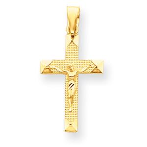 Unisex Gold Classics(tm) Diamond Cut Crucifix Pendant