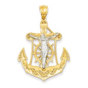 Gold Classics(tm) Two Tone 14kt. Mariners Cross