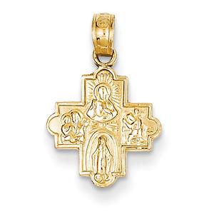 Unisex Gold Classics(tm) 14kt. Miniature Four Way Medal Pendant