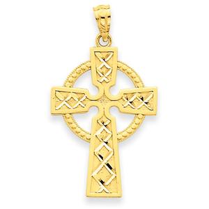 Unisex Gold Classics(tm) Yellow Gold Celtic Cross Pendant