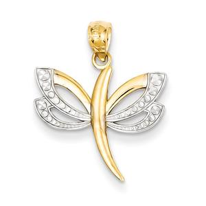 Gold Classics(tm) 14kt. Rhodium Plated Dragonfly Pendant