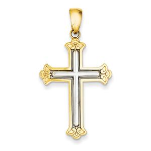 Unisex Gold Classics(tm) 14kt. Two Tone Cross Frame Pendant