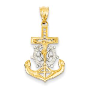 Unisex Gold Classics(tm) 14kt. Yellow Gold & Rhodium Mariner's Cross