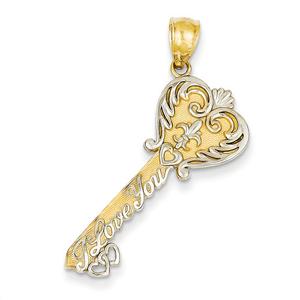 Gold Classics(tm) I Love You Key Pendant