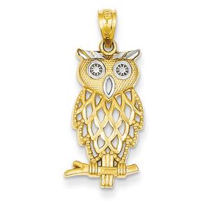 Gold Classics(tm) Yellow-Gold Diamond Cut Owl Pendant