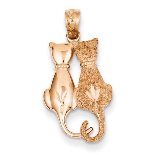 Gold Classics(tm) 14kt. Textured Sitting Cats Pendant