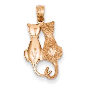 Gold Classics(tm) 14kt. Textured Sitting Cats Pendant