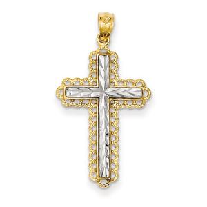 Gold Classics(tm) Gold & Rhodium Plated Diamond Cross
