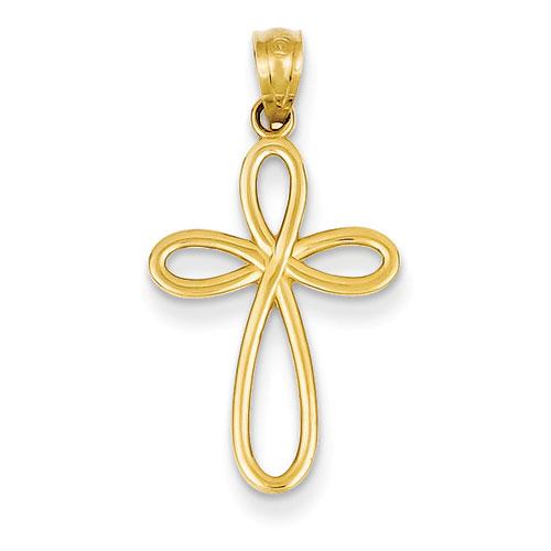 Gold Classics(tm) Yellow Gold Ribbon Cross Pendant