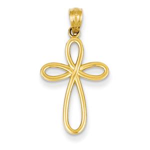 Gold Classics(tm) Yellow Gold Ribbon Cross Pendant