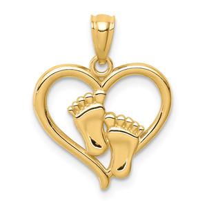 Gold Classics(tm) 14kt. Baby Feet in a Heart Pendant