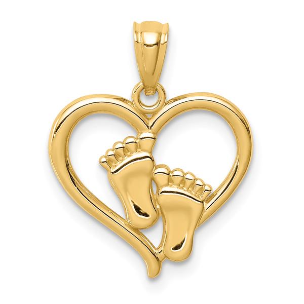 Gold Classics(tm) 14kt. Baby Feet in a Heart Pendant