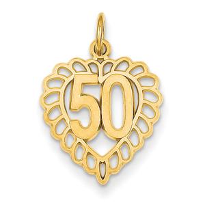 Gold Classics(tm) 14kt. Gold 50 in a Heart Charm