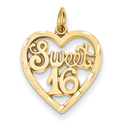 Gold Classics(tm) 14kt. Sweet 16 in a Heart Charm