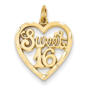 Gold Classics(tm) 14kt. Sweet 16 in a Heart Charm