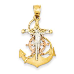 Mens Gold Classics(tm) Tri Color Mariner's Cross Pendant
