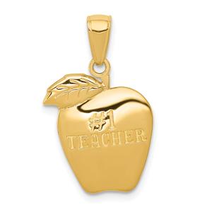 Unisex Gold Classics(tm) 14kt. Gold #1 Teacher Apple Pendant