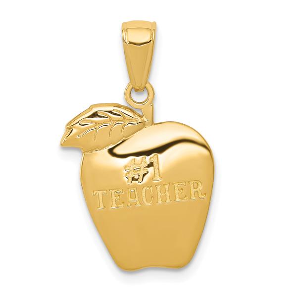 Unisex Gold Classics(tm) 14kt. Gold #1 Teacher Apple Pendant