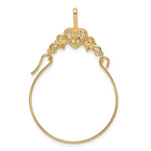 Gold Classics(tm) 14kt. Polished Filigree Heart Charm Holder