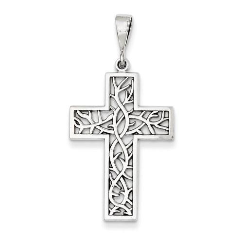 Gold Classics(tm) White Gold Thorn Cross Necklace