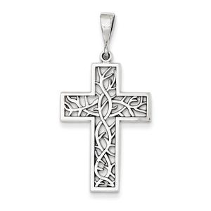 Gold Classics(tm) White Gold Thorn Cross Necklace