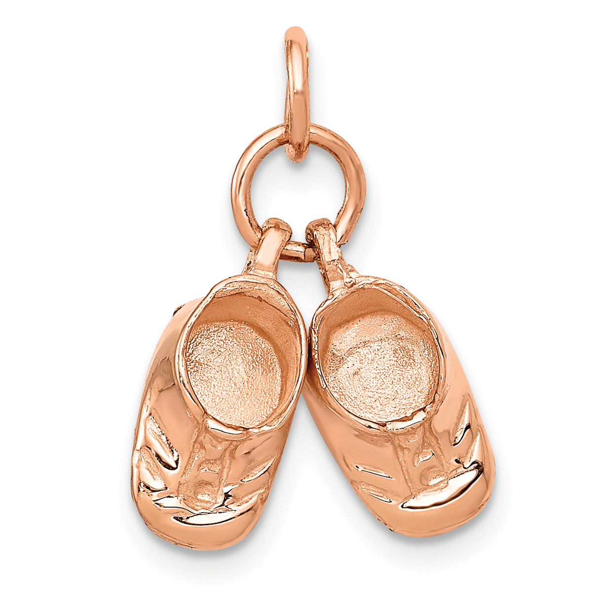 Gold Classics(tm) 14kt. Rose Gold 3D Baby Shoes Charm