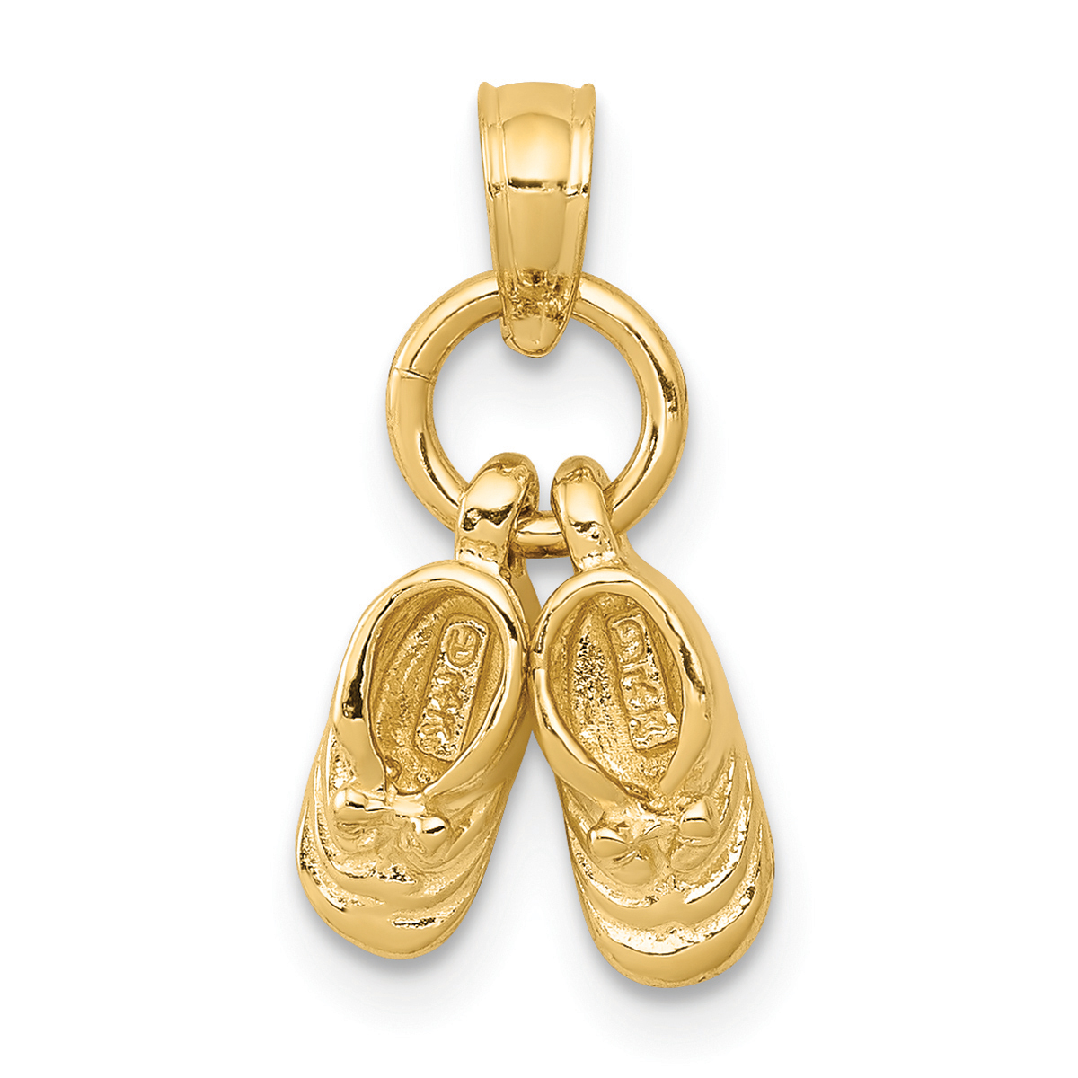Gold Classics(tm) 14kt. 3D Moveable Baby Shoes Charm