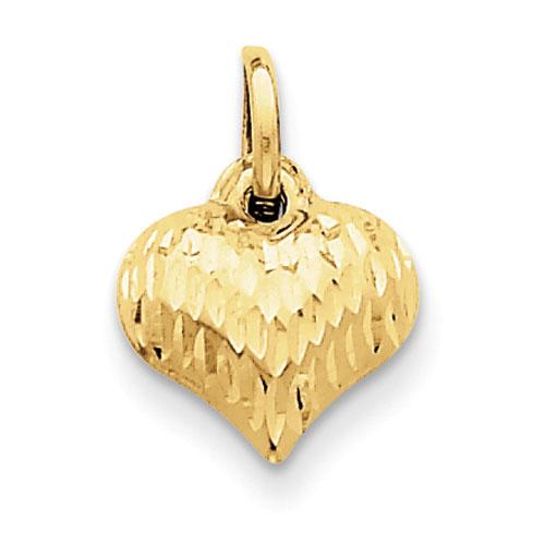 Gold Classics(tm) 14kt. Diamond-Cut Puffed Heart Charm