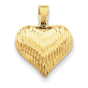 Gold Classics(tm) 14kt. Diamond Cut Puffed Heart Charm