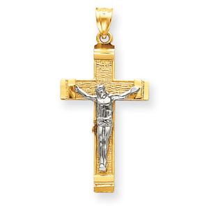 Gold Classics(tm) Two Tone INRI Crucifix Pendant