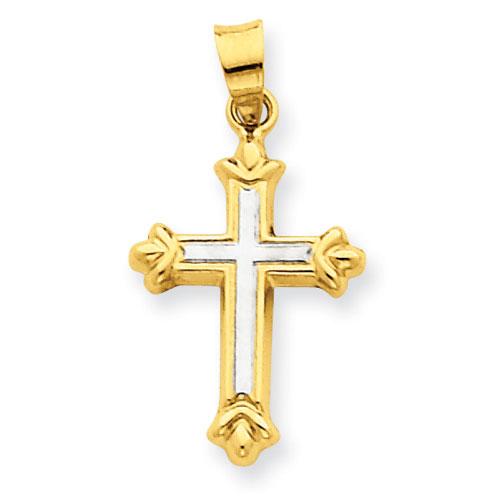 Gold Classics(tm) 14kt. Two Tone Rhodium Hollow Cross