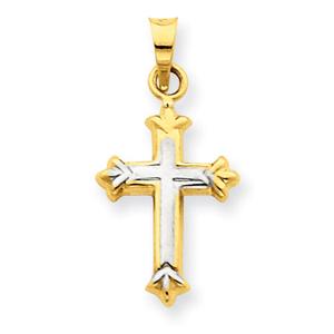 Gold Classics(tm) 14kt. Two Tone with Rhodium Cross Charm