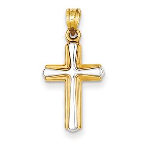 Gold Classics(tm) Two Tone Rhodium Cross Pendant