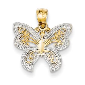 Gold Classics(tm) 14kt. Rhodium Plated Butterfly Pendant