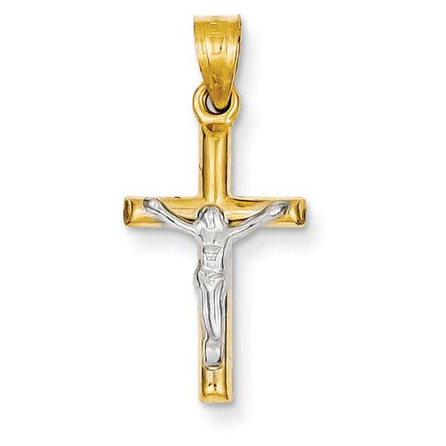 Unisex Gold Classics(tm) Two Tone Hollow Crucifix Pendant