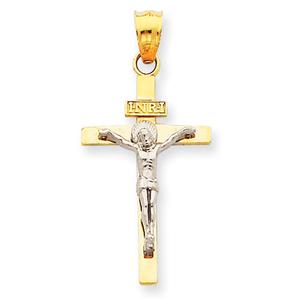 Unisex Gold Classics(tm) 14kt. Two Tone Crucifix Pendant