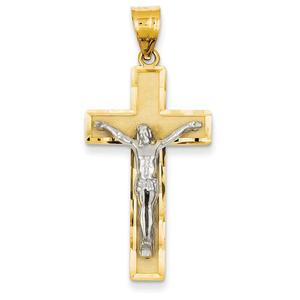 Unisex Gold Classics(tm) Two Tone Diamond Cut Crucifix Pendant